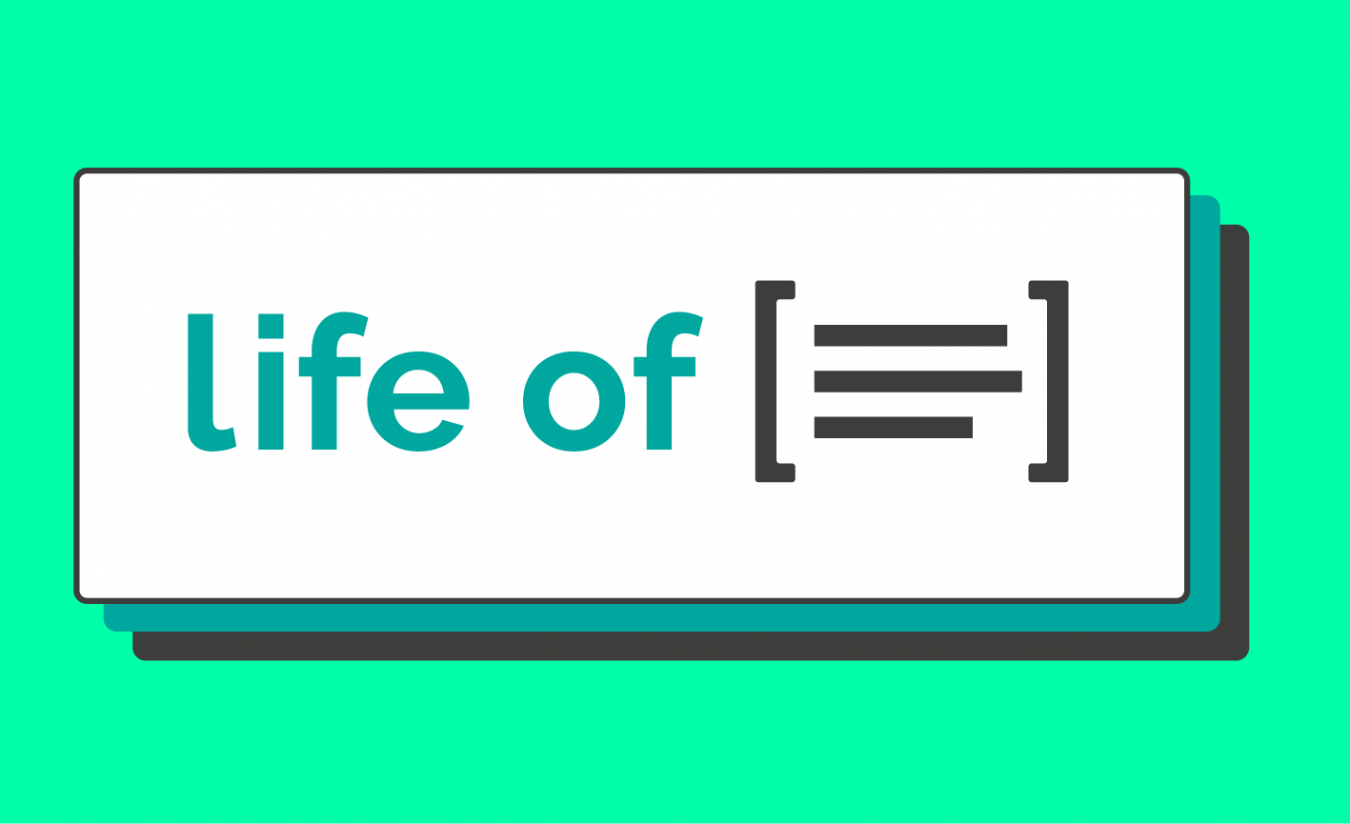 Logo-Grafik „Life of“ von Team Q auf grünem Hintergrund – Teaserbild für die Blogserie über Teamkultur, Jobs und Marktforschung bei Q.