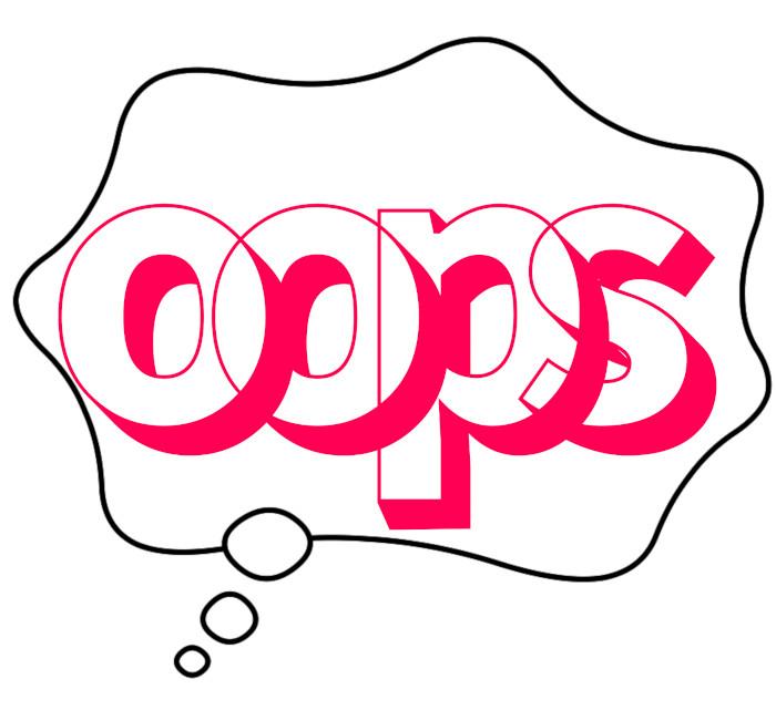 Sprechblase mit dem Wort „Ooops“ in pinker Schrift – Symbolbild für Ankündigung und Überraschung auf der succeet-Messe von Team Q.